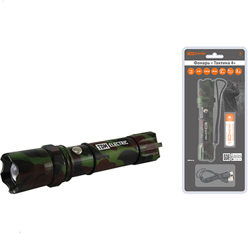 Фонарь TDM Тактика 4, аккумуляторный,1 LED 5 Вт CREE, 170 лм, алюм., фокус., 1х18650 - магазин электрооборудования amperomvolt.ru